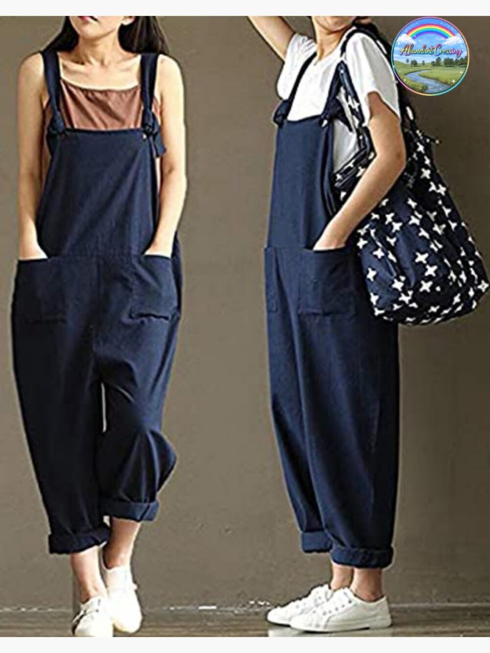 Women's Jumpsuit Overalls Plus Size Wide Leg Loose Cotton Linen Blend Baggy Bib